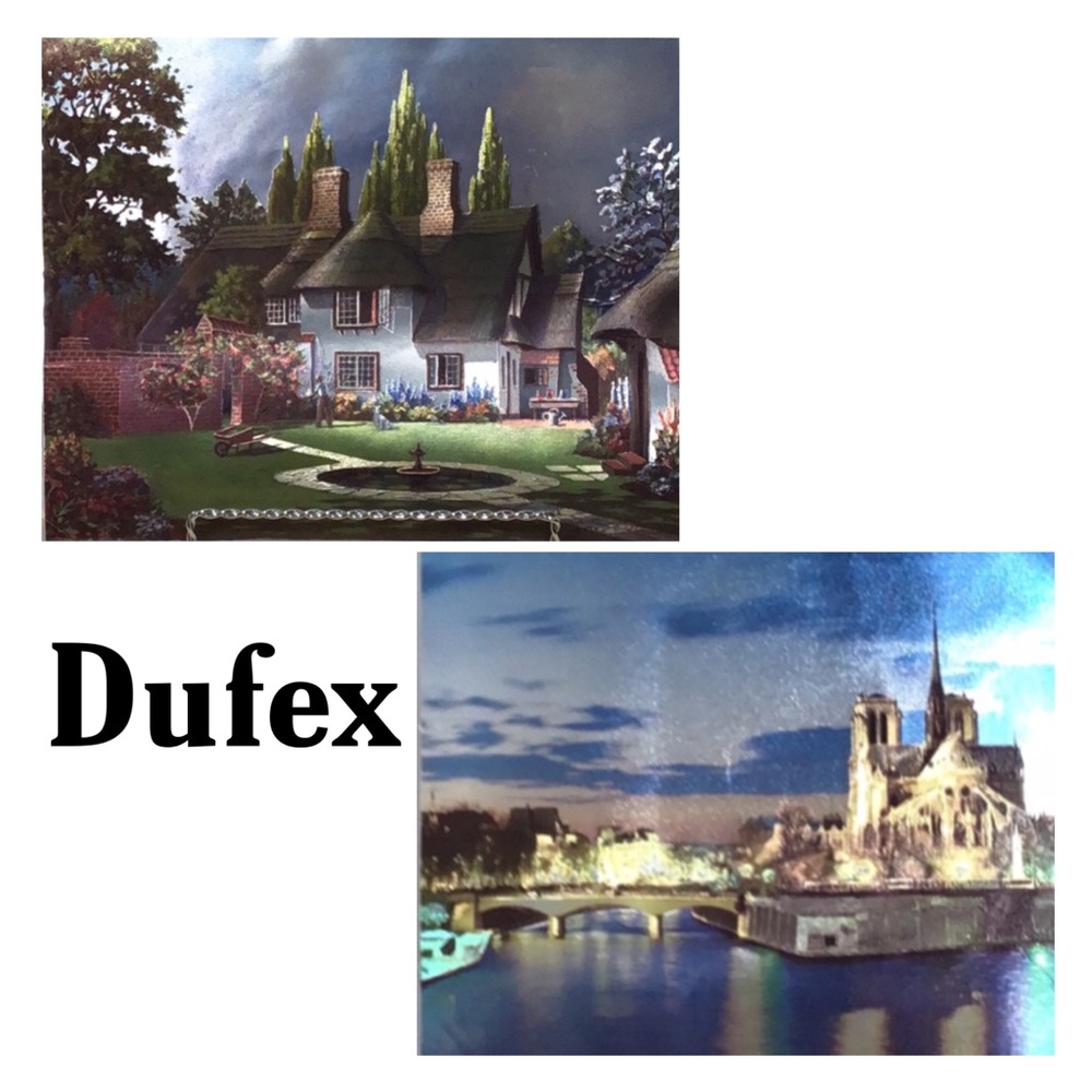 Two Vintage DUFEX  Foil‎ Prints, “Norte Dame and the Seine” and Untitled Print